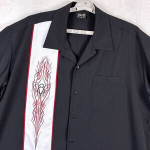 Steady Bowling Shirt Men 3XL Black Red V8 Racer Retro Hot Rod Rockabilly USA 50s